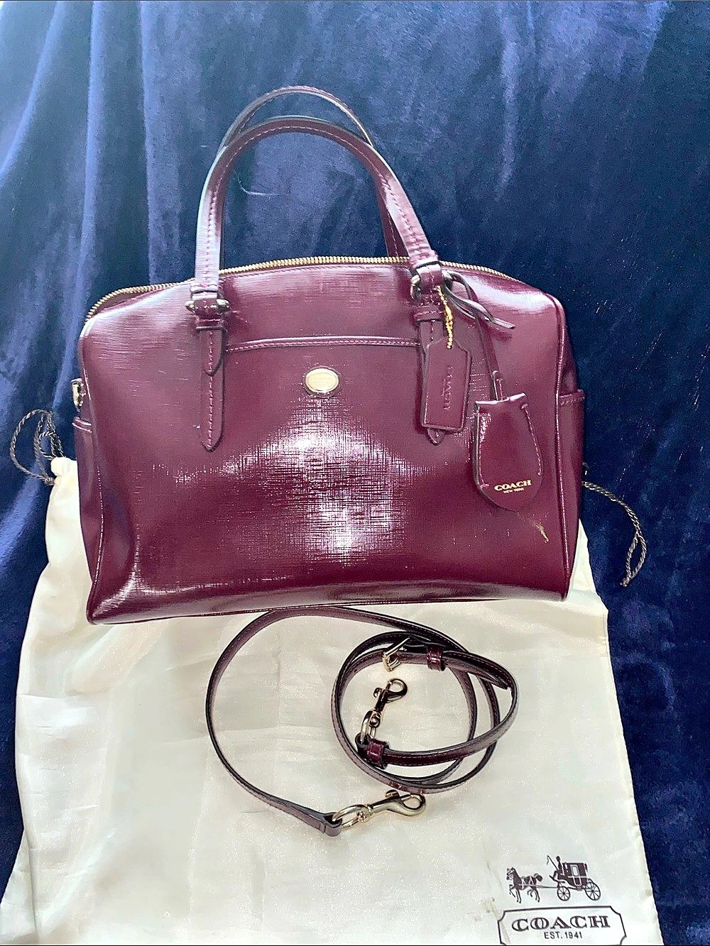 Coach Peyton Nancy Leather Satchel in Burgundy